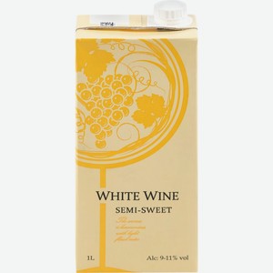 Вино WHITE WINE белое полусладкое, 1л, Россия, 1 L
