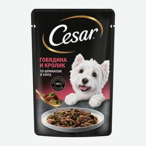 Влажный корм для собак говядина-кролик-шпинат в соусе Cesar 85г