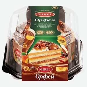 Торт бисквитный MIREL Орфей с кремом на основе вареной сгущенки орехами и начинкой из сухофруктов охлажденный, 650 г