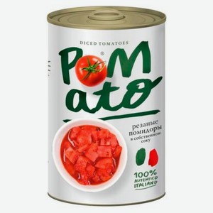 Помидоры резанные Pomato в собственном соку Италия, 400 г