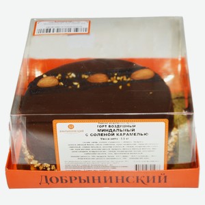 Торт воздушный «Добрынинский» Миндальный с соленой карамелью и сливочным кремом со сгущенным молоком охлажденный, 500 г