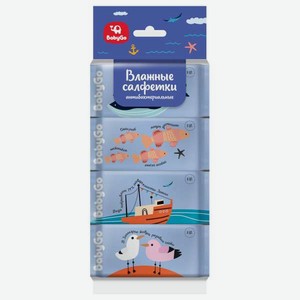 Влажные салфетки BabyGo антибактериальные 8 упак. 64 шт.