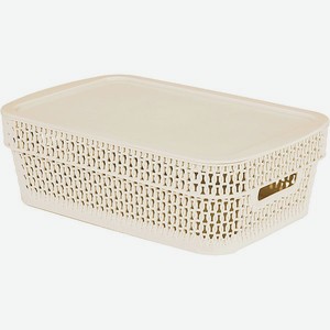 Корзина BranQ Ajur прямоугольная с крышкой 3л Слоновая кость
