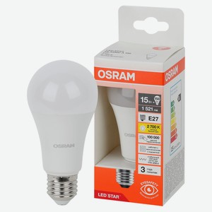 Лампа Osram LED STAR груша 15W E27 теплый белый свет, 1 шт