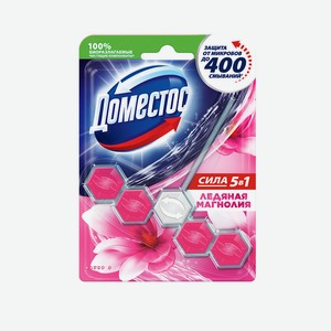 DOMESTOS Блок для очищения унитаза POWER 5 ЛЕДЯНАЯ МАГНОЛИЯ, 55гр