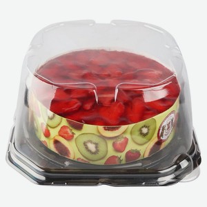 Торт бисквитный «Север-Метрополь» с брусничной начинкой клубнично-йогуртовым кремом и желе охлажденный, 710 г