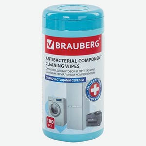 Салфетки антибактериальные Brauberg влажные чистящие для экранов и пластика 100 шт