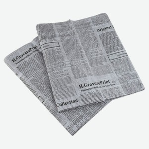 Бумага флористическая упаковочная тишью Газета белая из 10 листов 50х70 см для цветов и подарков, 1 шт