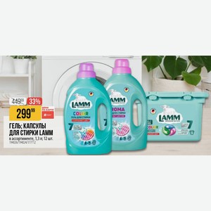 ГЕЛЬ; КАПСУЛЫ ДЛЯ СТИРКИ LAMM в ассортименте, 1,3 л; 12 шт.