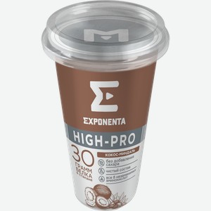 Напиток кисломолочный EXPONENTA High-pro Кокос, миндаль обезжиренный с высоким содержанием белка, без змж, 250г