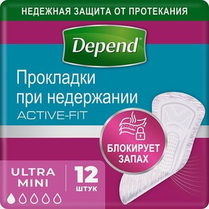 Прокладки Depend урологические Ultra Mini 12шт