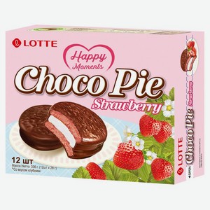 Печенье прослоённое Choco Pie Lotte Клубника 336 г