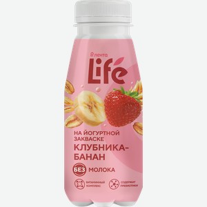 Напиток растительный ЛЕНТА LIFE Йогуртный Клубника-банан, 250г