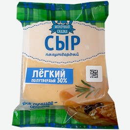 Сыр Лёгкий Молочная Сказка, 30%, 100 Г