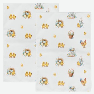 Комплект кухонных полотенец «Лен Наш» Пасха цыплята 45х60 см, 2 шт