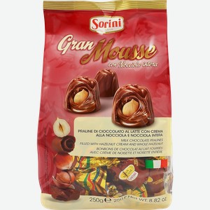 Конфеты HDI Gran Mousse пралине с ореховым кремом и цельным фундуком, 250г