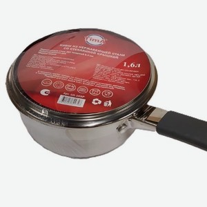 Ковш 1,6л нерж.сталь, стекл.крышка