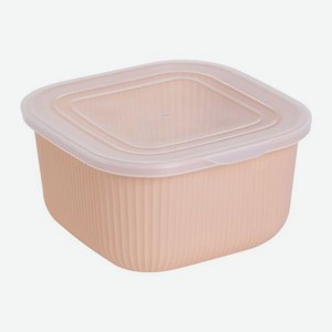 Пластиковая миска с крышкой квадратная рифлёная 1.8л