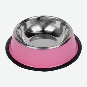 Миска для питомца металлическая цветная на резинке 300мл