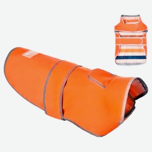 Дождевик для собак оранжевый со светоотражающей полосоой