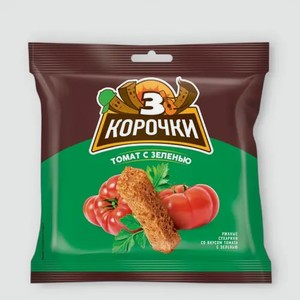 Сухарики «3 Корочки» со вкусом томата и зелени, 100 г