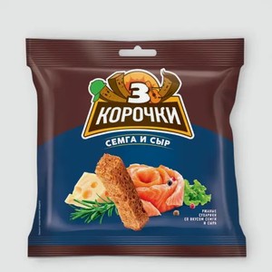 Сухарики «3 Корочки» со вкусом сёмги с сыром, 100 г