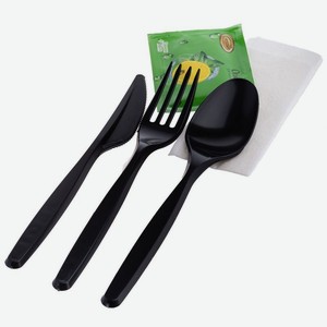 Набор Liberhaus одноразовой посуды Вилка ложка нож салфетка