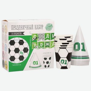 Набор посуды Страна Карнавалия С Днём Рождения Футболист бумажный