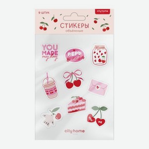 Объемные наклейки Вишня Сити Хоум Трейд 9шт