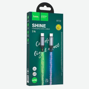 Кабель Hoco U112 TYPE-C 3А 60W LED подсветка, 1 м