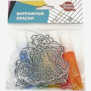 Витражные краски 5шт + 3 витража 60г 8*1*10см