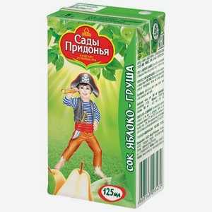 Сок детский Сады придонья Яблоко-Груша, с 4 месяцев, 0.125 л, тетрапак