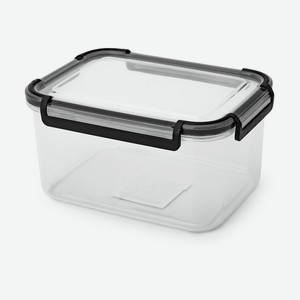 Контейнер 4HOME герметичный на защелках, 1.6 л, черный/серый