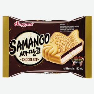 Мороженое Binggrae Samanco Сэндвич рыбка с шоколадным сиропом в вафле ЗМЖ Корея, 91 г