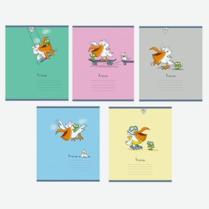 Тетрадь «ПЗБМ» Пеликаны А5 в линейку 12 л, 1 шт в ассортименте