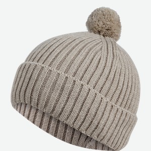 Шапка детская INWIN р. 50–54 бини с помпоном, бежевая, синяя, Арт. IN-W-BIP