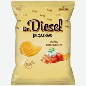 Чипсы Dr. Diesel со вкусом Лосось и мягкий сыр рифленые из натурального картофеля, 120г