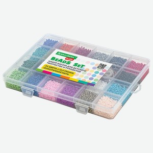 BRAUBERG Набор BEADS SET для творчества, рукоделия и создания украшений, KIDS, Комплектация: пластиковый бокс, эластичная нить, 6000 элементов.
