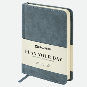 BRAUBERG Ежедневник недатированный А6 Status, Серый
