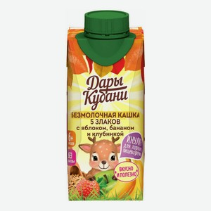 Каша Дары Кубани безмолочная 5 злаков с яблоком, бананом и клубникой с 6 месяцев