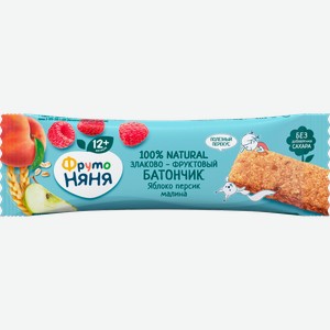 Батончик фруктово-злаковый детский ФрутоНяня яблоко-персик-малина с 12 месяцев 25 г