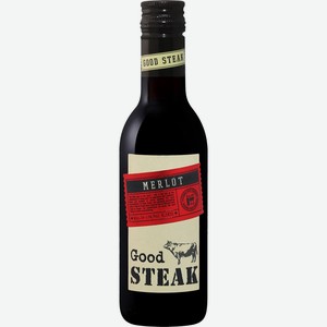 Вино GOOD STEAK Российское Мерло Кубань красное сухое, 0.187л, Россия, 0.187 L