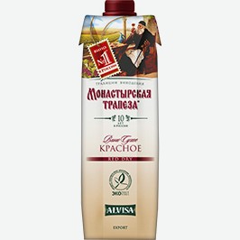 Вино Монастырская Трапеза, Красное, Белое, Сухое, 1 Л