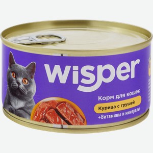 Корм консервированный для кошек WISPER с курицей и грушей, 325г