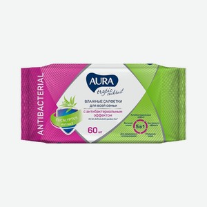 Салфетки Влажные Аура Тропик Коктейль Антибактериальные 60шт