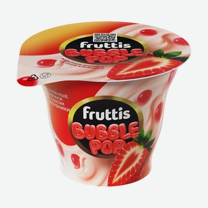 Продукт йогуртный  Bubble Pop , fruttis, 180 г, БЗМЖ, 4,4%, клубника