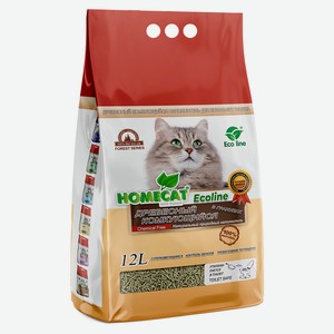 Наполнитель для кошачьего туалета HOMECAT Ecoline древесный комкующийся, 12 л