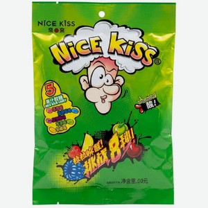 Конфеты кислые Nice Kiss с фруктовым соком, 60г, 60 г