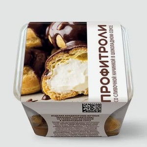 Профитроли со сливочной начинкой в шоколадном соусе, 110 г