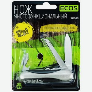 Нож многофункциональный ECOS SR083, нерж.сталь, чехол 325131, Китай